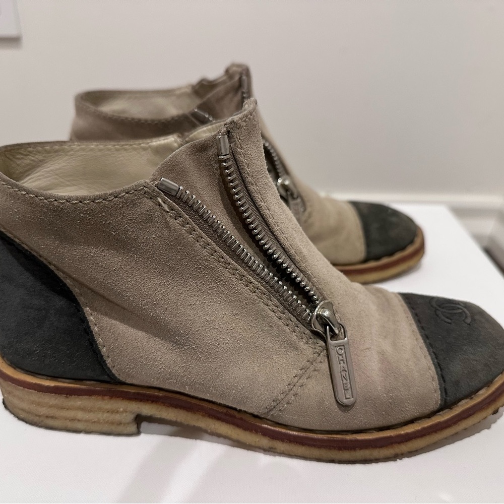 Chanel Gummy Sole Double Zipper Ankle Boot